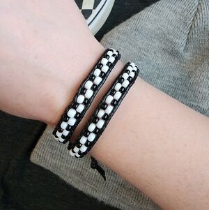 Checkered Beaded Wrap Bracelets